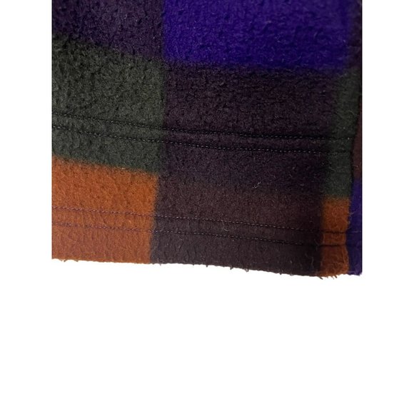 Women's M Fleece 1/4 Zip up, EVR Div Rousso Apparel Group, Checkered, Brown, Pur - Picture 7 of 7